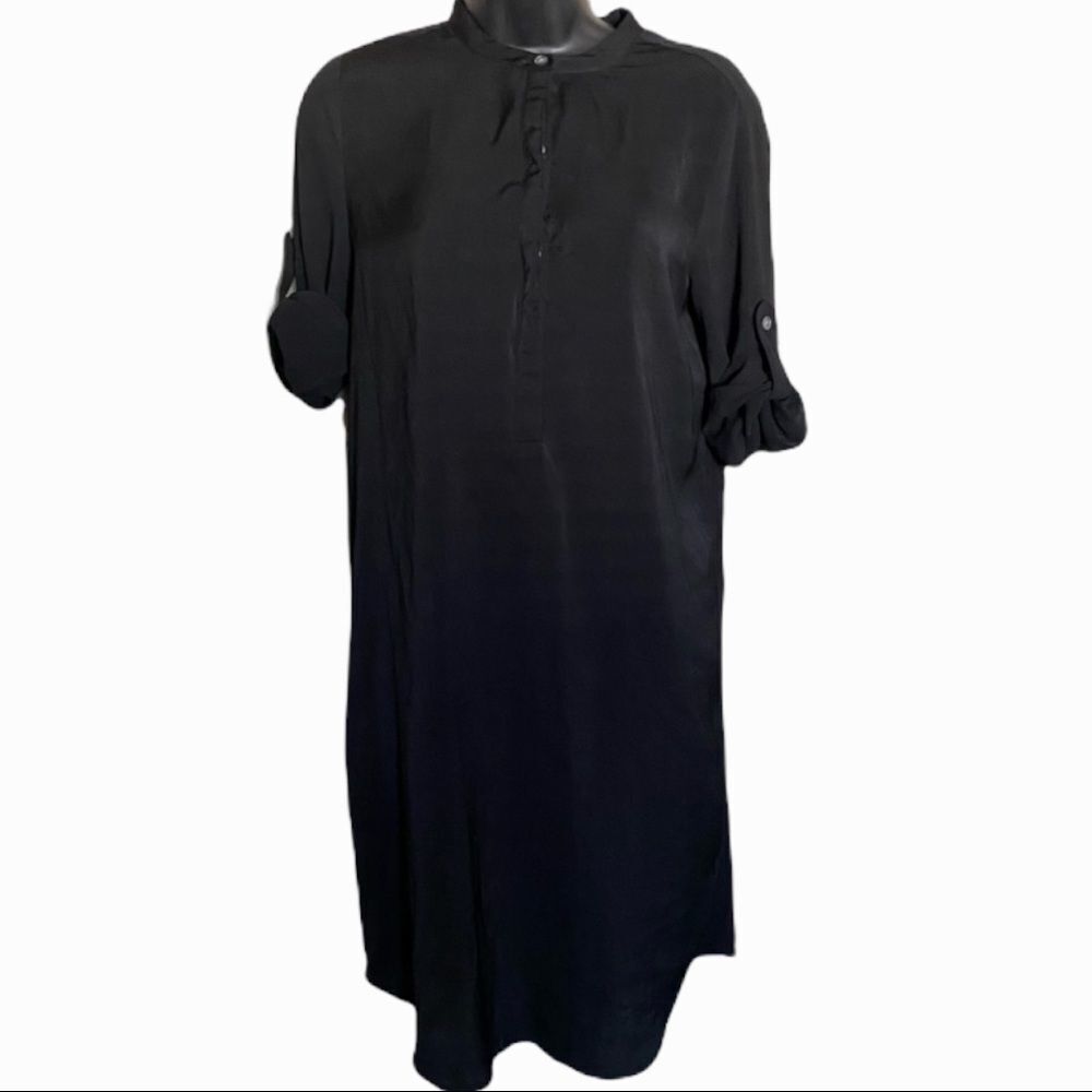 DKNYC Sheer Black Short Sleeve Shirt Slip On Dress